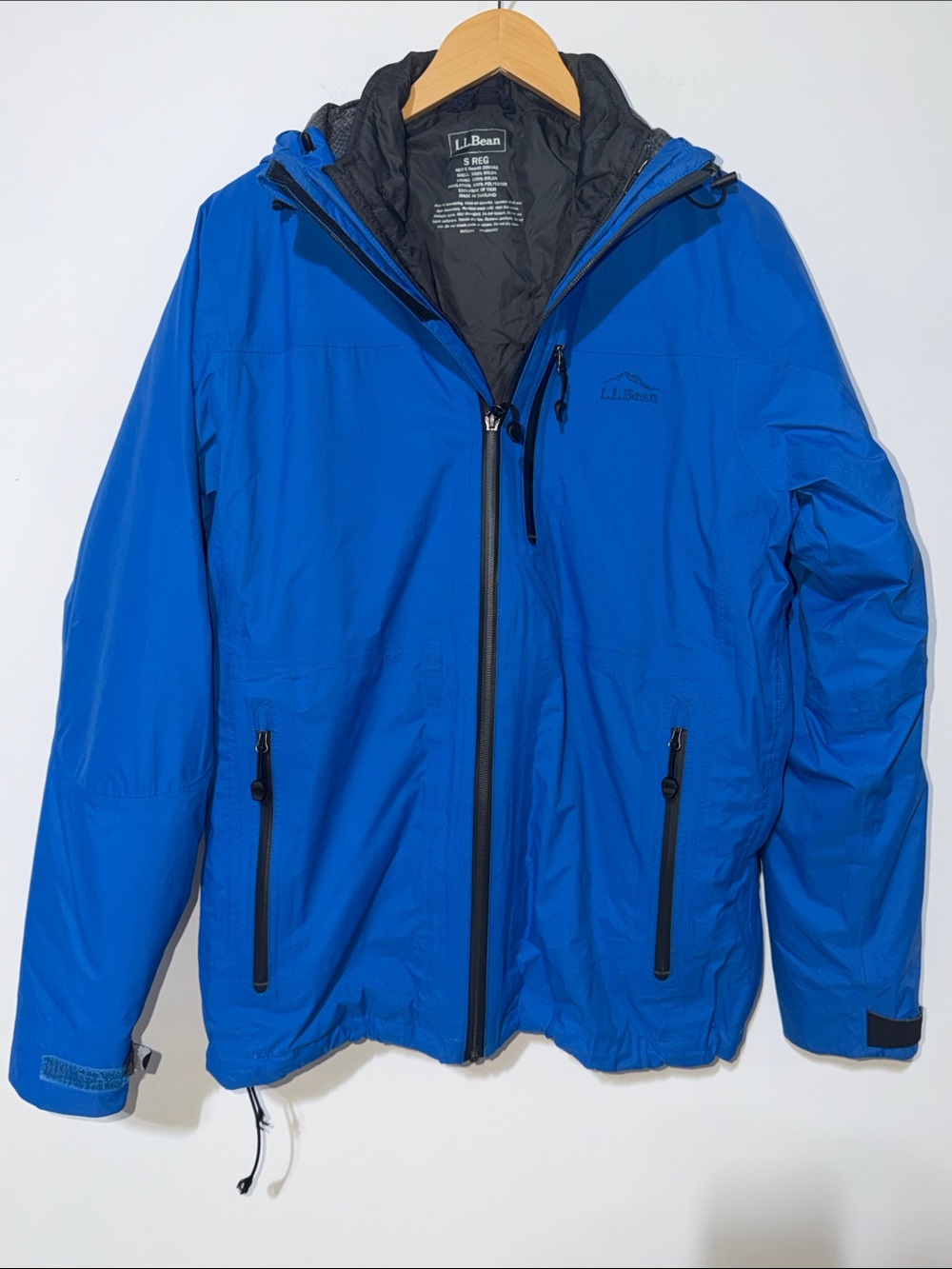 LL Bean Jacket Mens Medium Blue 3 in 1 Weather Challenger Outdoor Hooded small